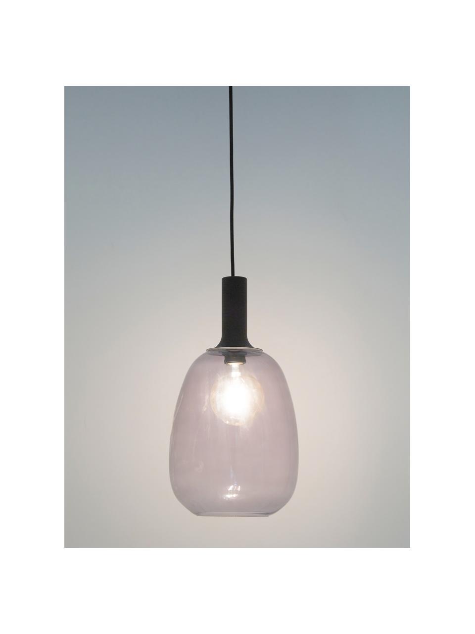 Lampa wisząca ze szkła Alton, Szkło, metal, Czarny, Ø 23 x W 43 cm