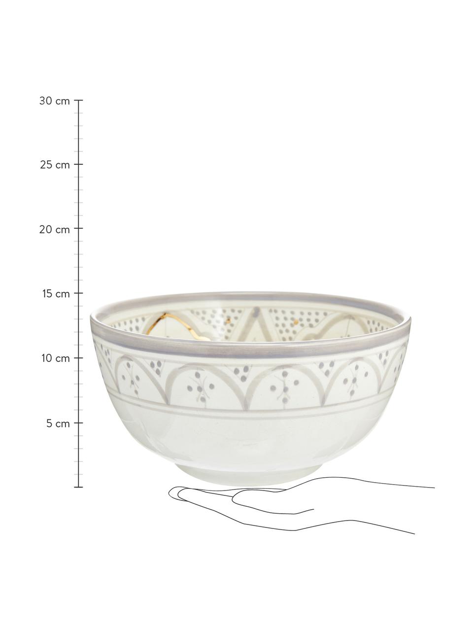 Ručně vyrobená marocká salátová mísa Beldi, Ø 25 cm, Keramika, Světle šedá, krémová, zlatá, Ø 25 cm, V 12 cm