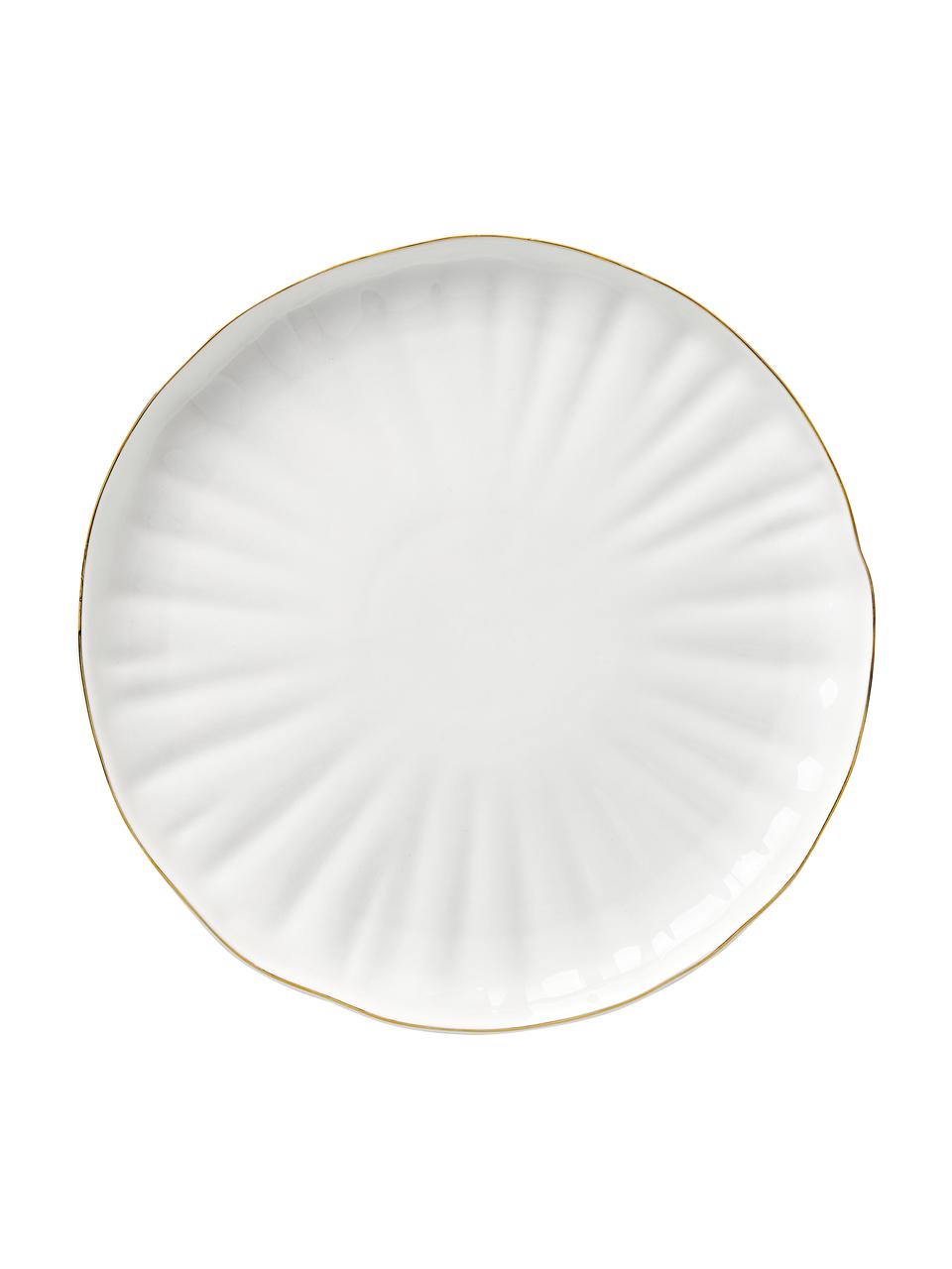 Set colazione in porcellana con rilievo Sali, 4 persone (12 pz), Porcellana, Bianco con bordo oro, 4 persone (12 pz)