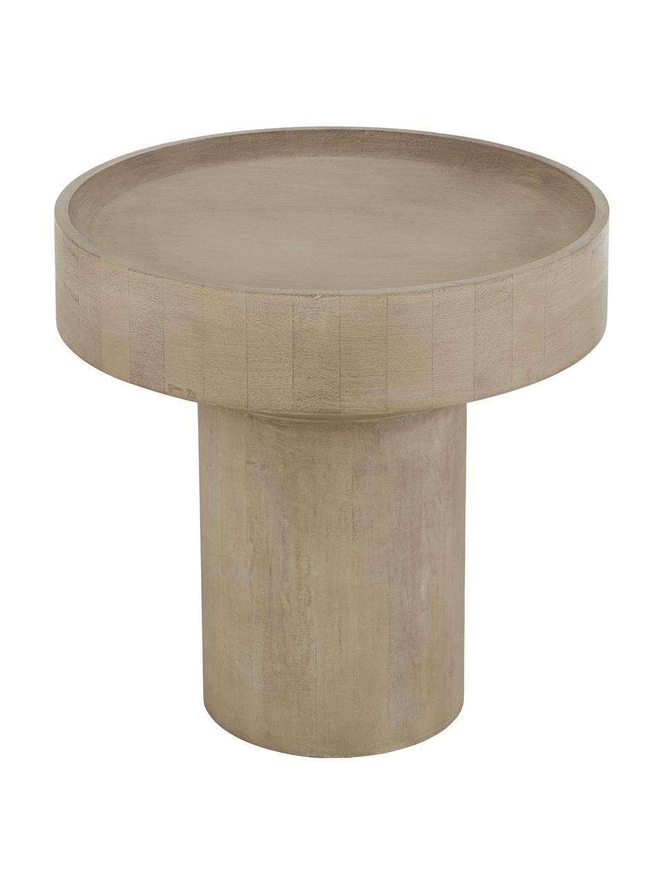 Stolik pomocniczy z drewna mangowego Benno, Lite drewno mangowe lakierowane, beton, Jasny brązowy, Ø 50 x W 50 cm
