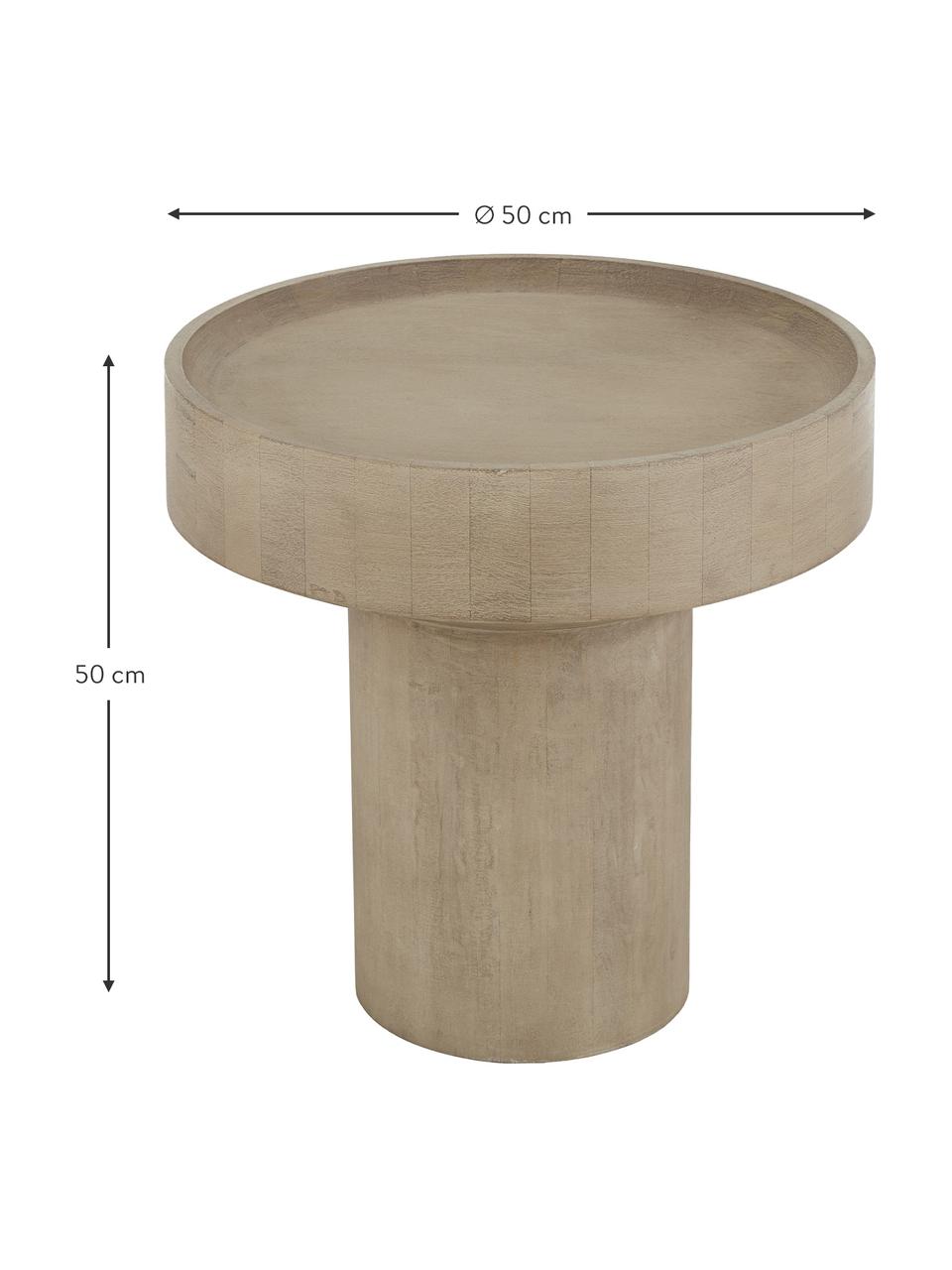 Stolik pomocniczy z drewna mangowego Benno, Lite drewno mangowe lakierowane, beton, Jasny brązowy, Ø 50 x W 50 cm