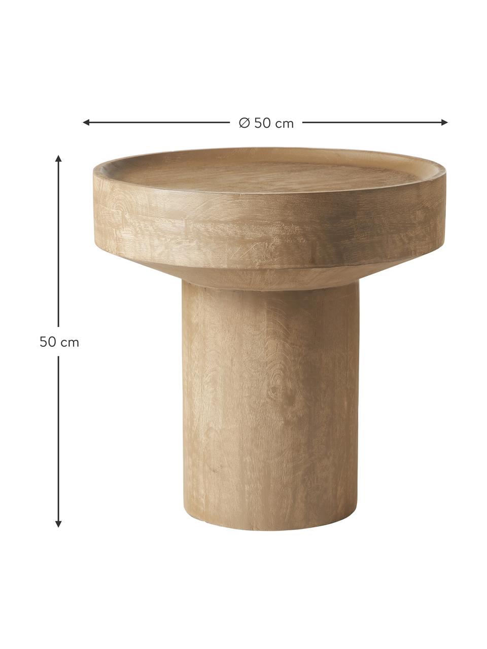 Table d'appoint ronde bois de manguier Benno, Bois de manguier massif, laqué, béton, Bois de manguier clair laqué, Ø 50 x haut. 50 cm