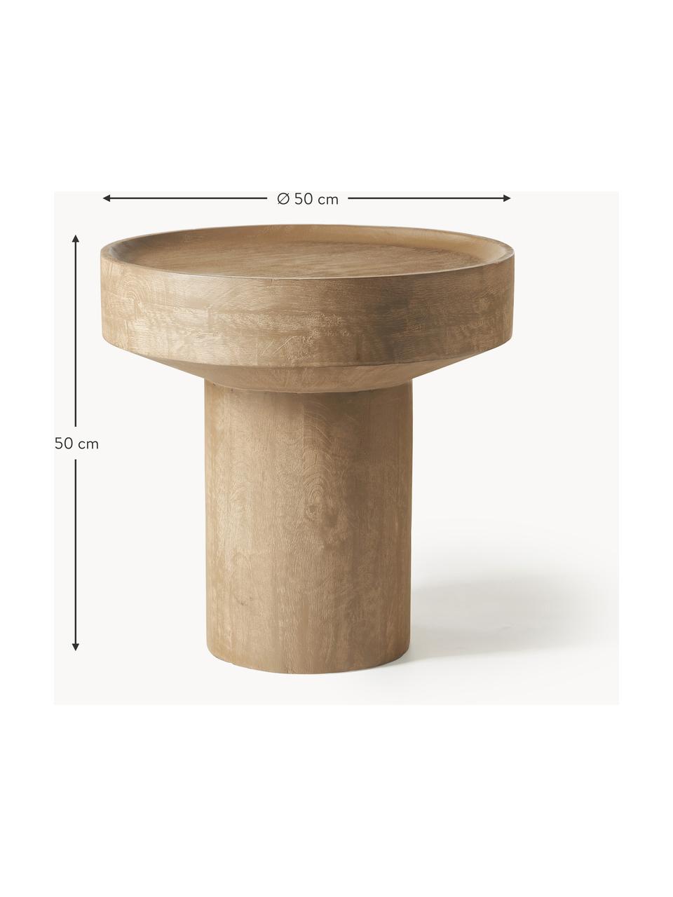Odkládací stolek z mangového dřeva Benno, Masivní lakované mangové dřevo, šedý beton, Mangové dřevo, světle lakované, Ø 50 cm, V 50 cm
