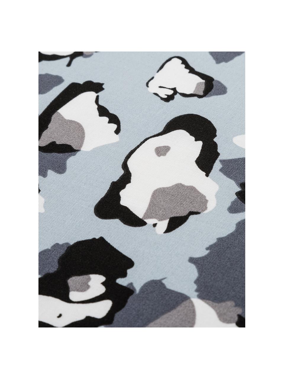 Dekbedovertrek Famke Blue, Katoen, Lichtblauw, wit, grijs, zwart, 240 x 220 cm + 2 kussenhoezen 60 x 70 cm