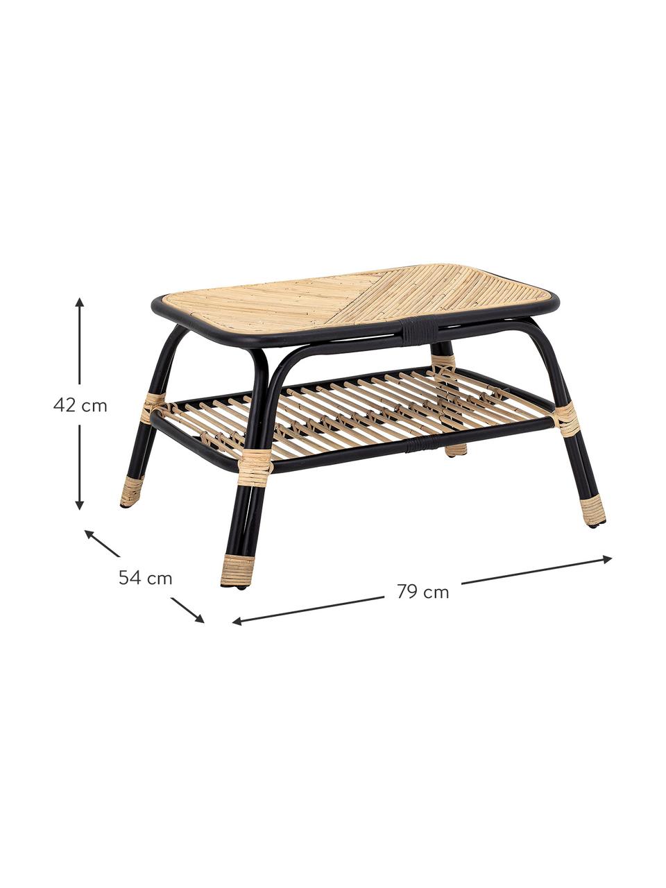 Mesa auxiliar Loue, Tablero: ratán, Estructura: ratán, Beige, negro, An 79 x F 54 cm