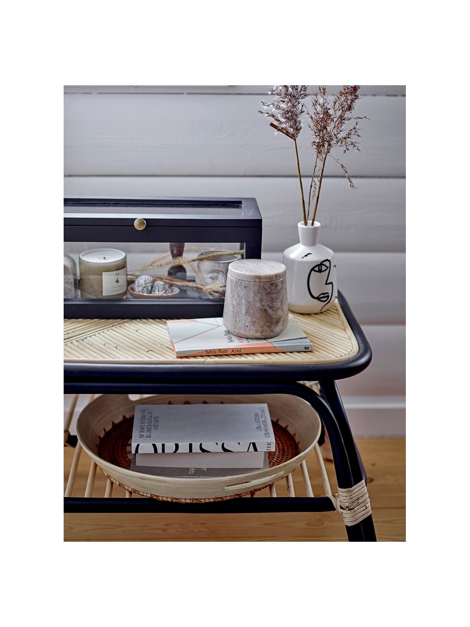 Tavolino beige/nero Loue, Struttura: rattan, Beige, nero, Larg. 79 x Prof. 54 cm