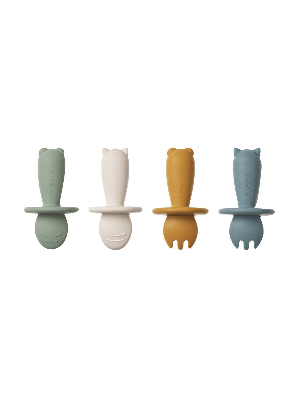 Set di 4 posate Avril, Silicone, Multicolore, Larg. 5 x Alt. 8 cm