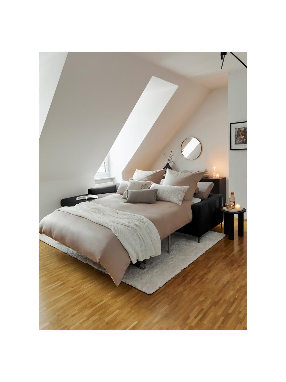 Sofa rozkładana z metalowymi nogami Cucita (3-osobowa), Tapicerka: tkanina (100% poliester) , Stelaż: lite drewno sosnowe z cer, Nogi: metal lakierowany, Antracytowa tkanina, S 274 x G 164 cm, lewostronna