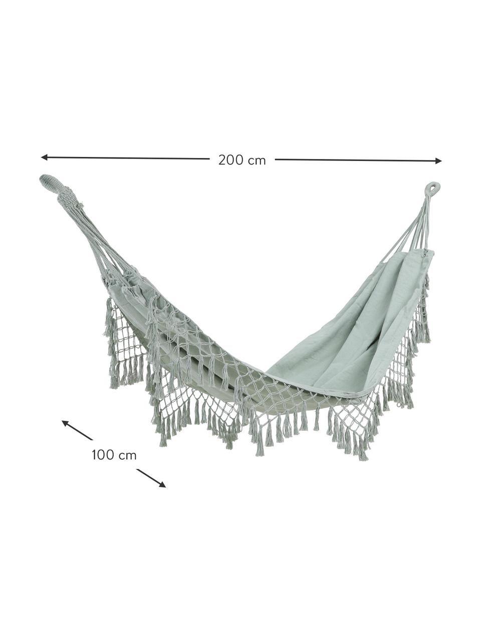 Hamak z frędzlami Kauana, 65% bawełna, 35% poliester, Jasny zielony, S 100 x D 200 cm