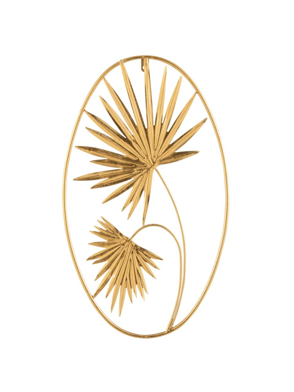 Nástěnná dekorace Tropical Leaf, Potažený kov, Zlatá, Š 33 cm, V 56 cm