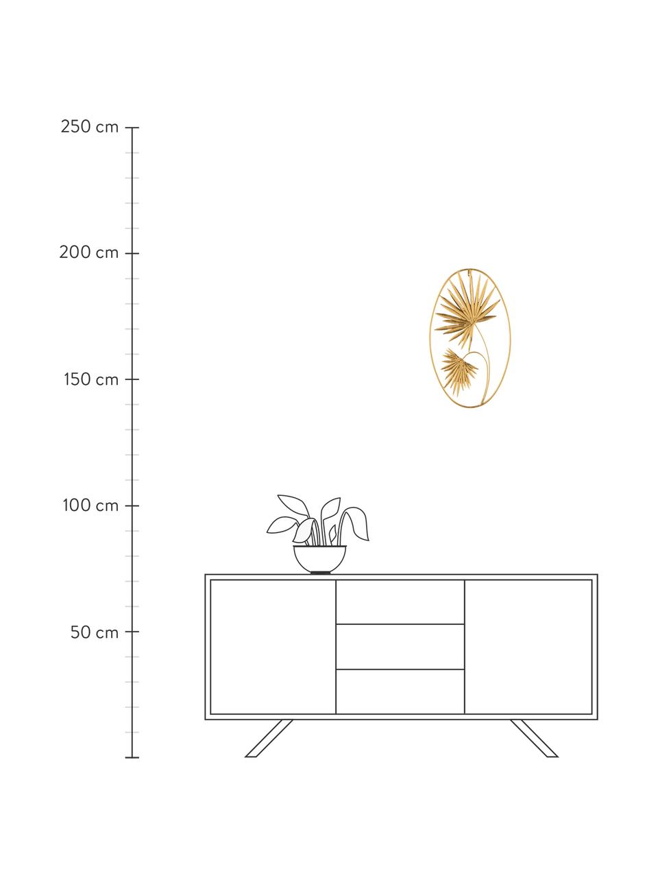 Decorazione da parete Tropical Leaf, Metallo rivestito, Dorato, Larg. 33 x Alt. 56 cm