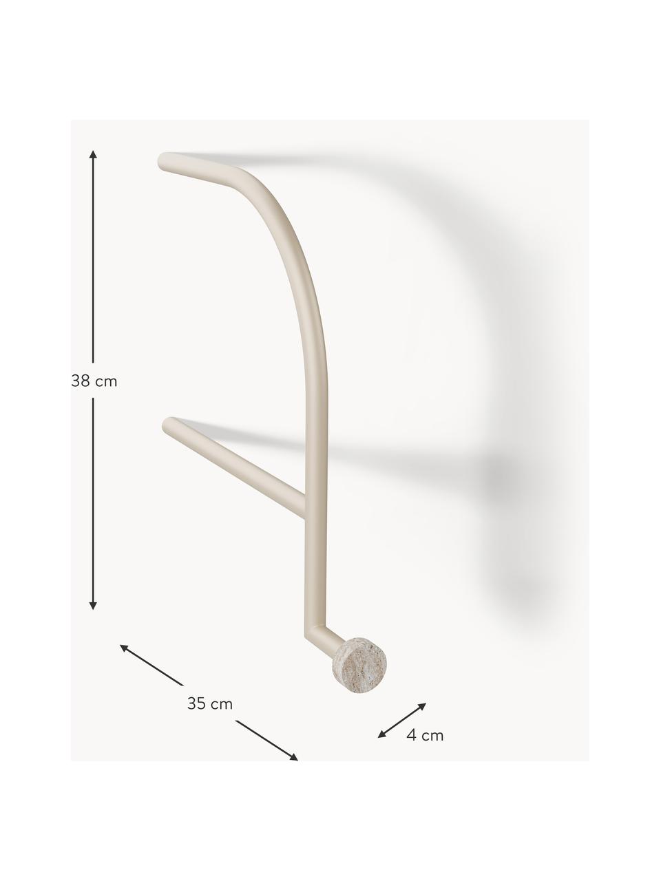 Wieszak ścienny z haczykiem z trawertynu Disa, Stelaż: metal malowany proszkowo, Jasny beżowy, S 4 x W 38 cm