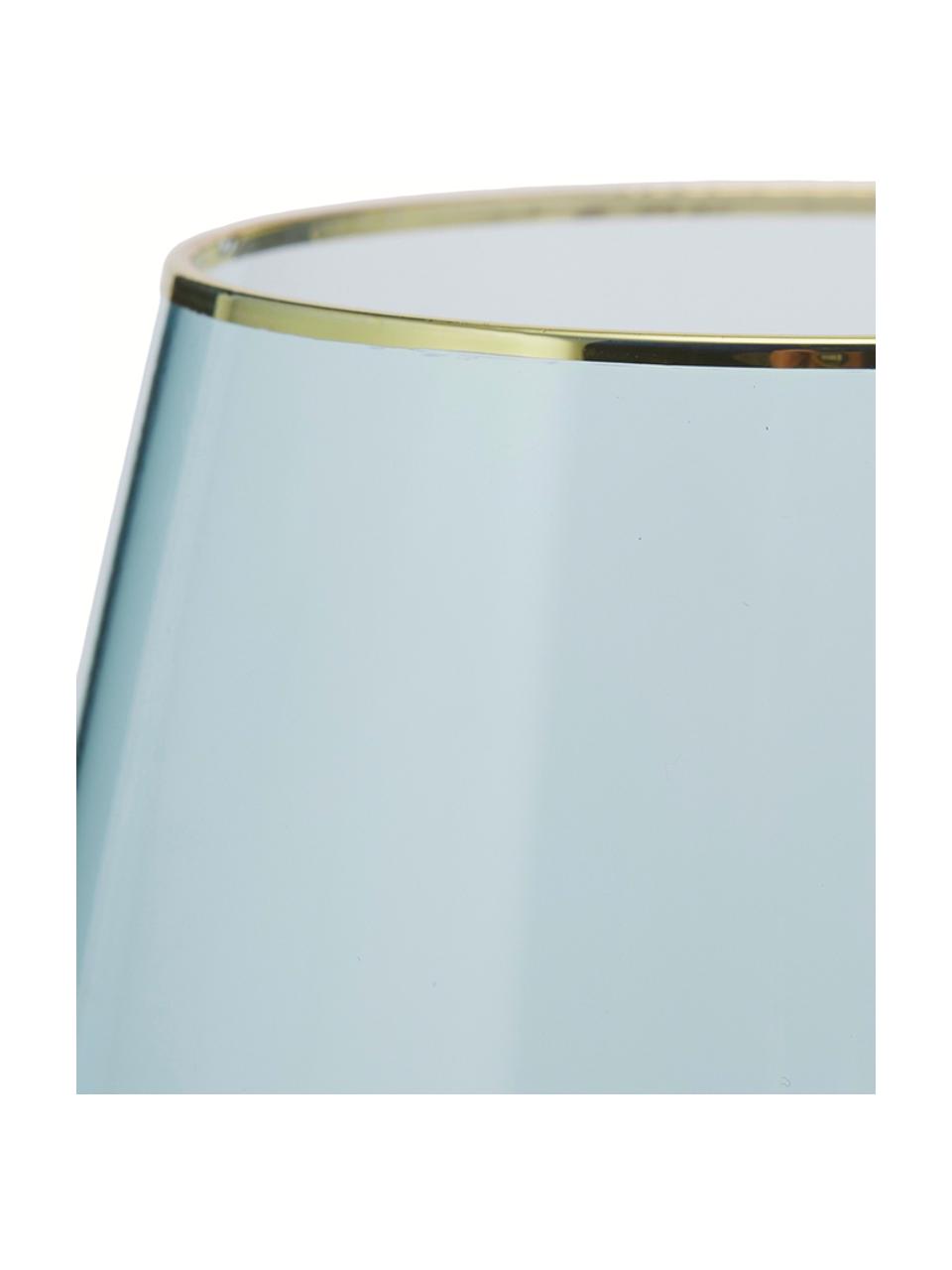 Verre à eau avec bordure dorée Chloe, 4 pièces, Bleu ciel, couleur dorée