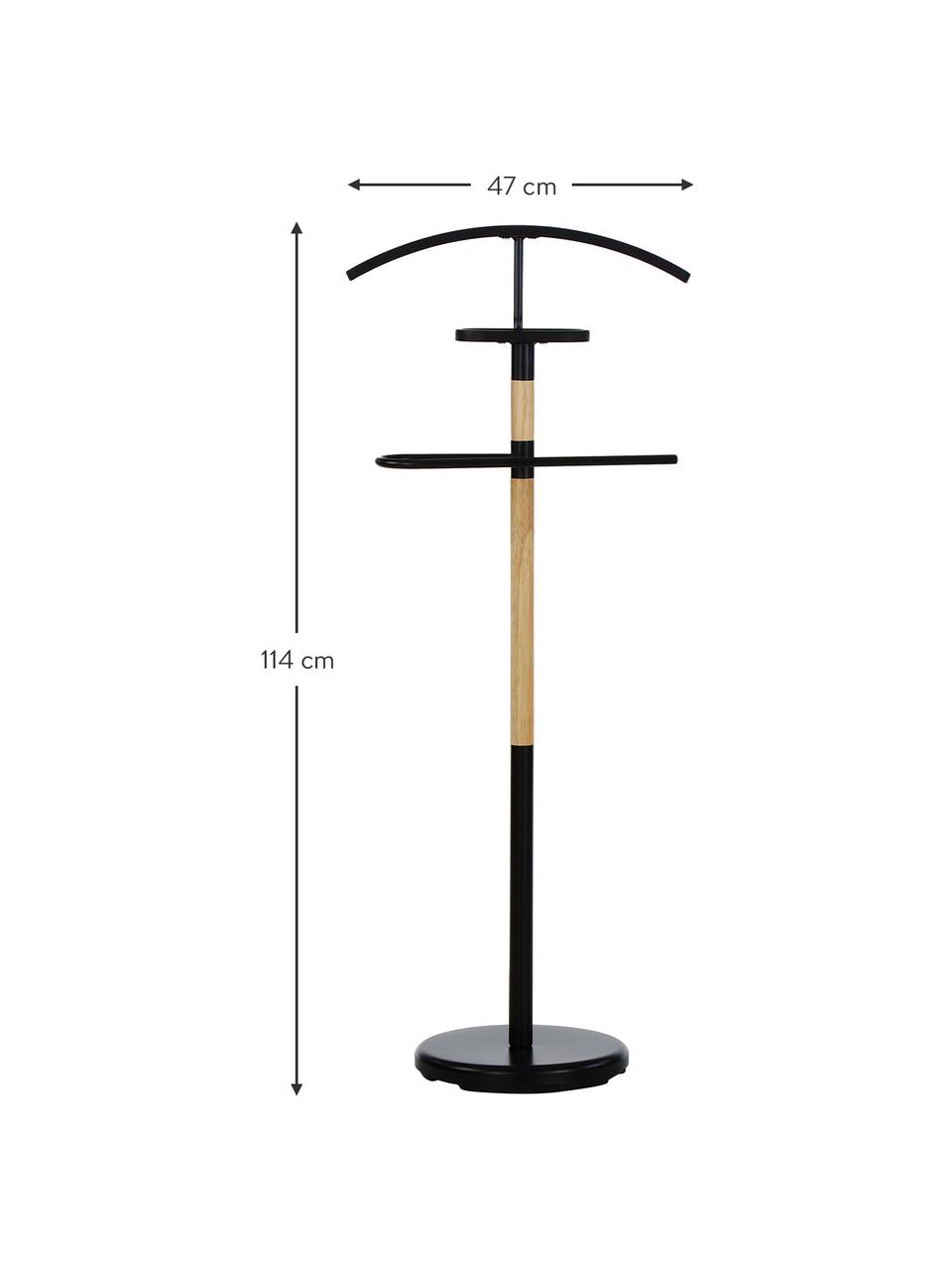 Stummer Diener Esteban, Stahl, Gummiholz, Schwarz, Gummiholz, H 114 cm