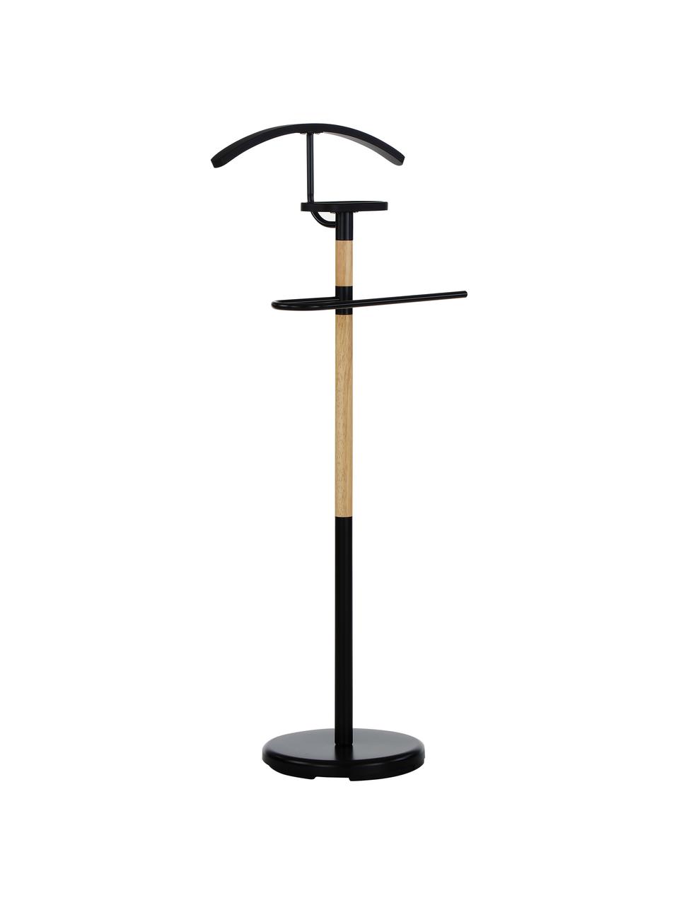 Valet Esteban, Acier, bois d'hévéa, Noir, brun, haut. 114 cm