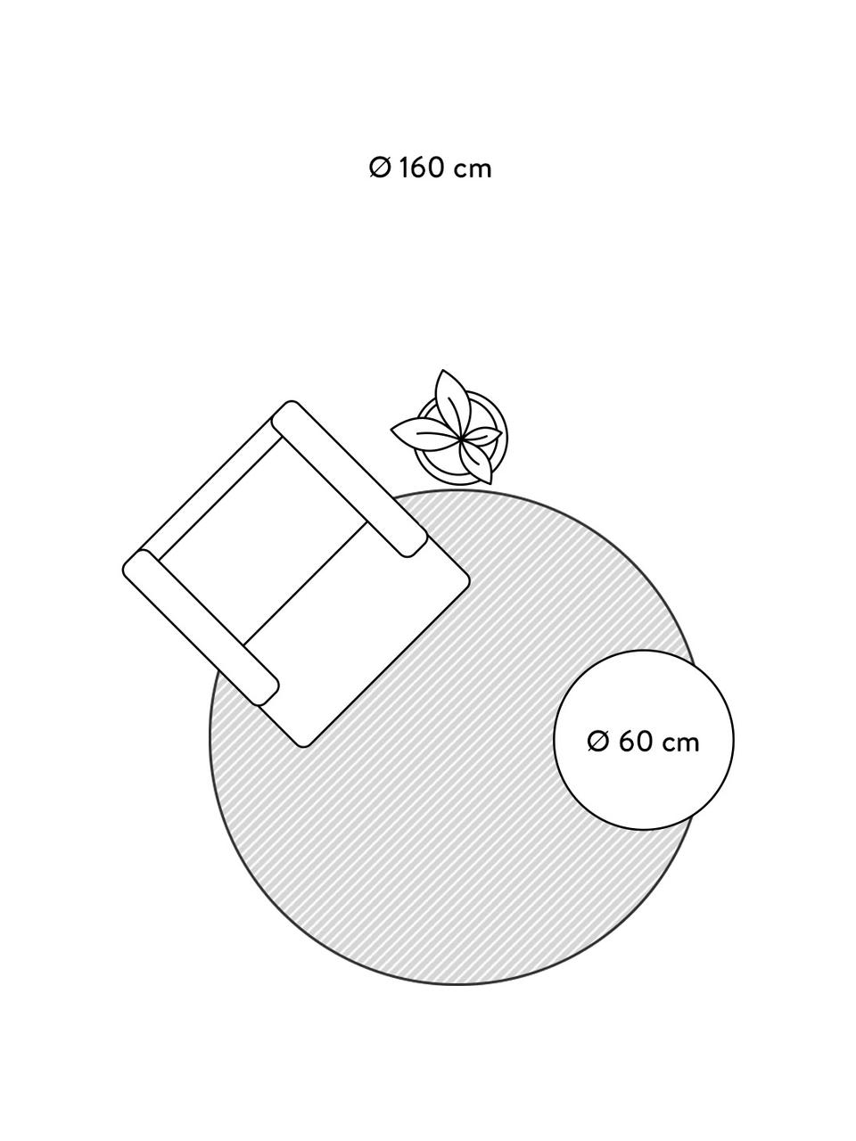 Rond hoogpolig vloerkleed Iris, 100% polypropyleen, Zilverkleurig, Ø 160 cm (maat L)