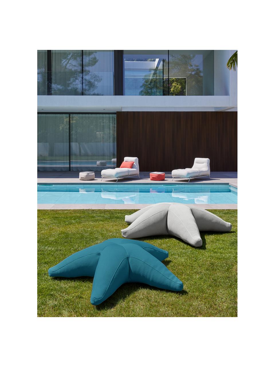 Puf artesanal grande para exterior Starfish, Tapizado: 70% PAN + 30% PES, imperm, Azul petróleo, An 145 x L 145 cm