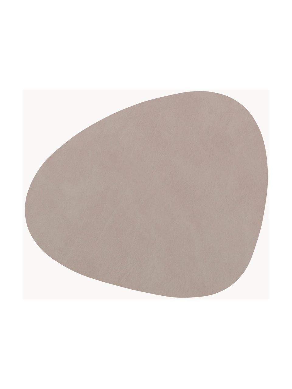 Sottobicchiere in pelle dalla forma asimmetrica Curve 4 pz, Pelle, gomma, Beige, Larg. 11 x Lung. 13 cm