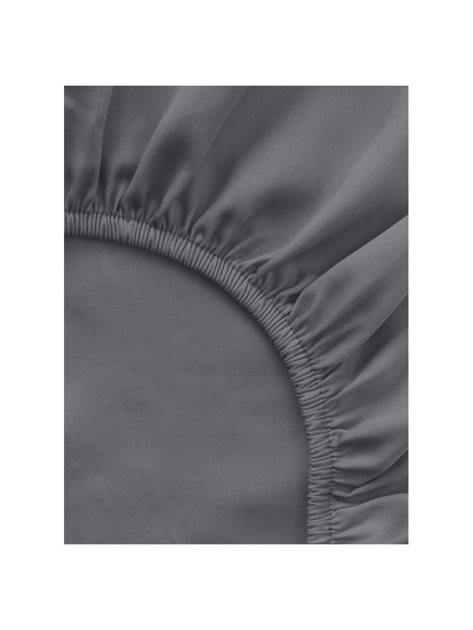 Drap-housse en satin de coton pour surmatelas Comfort, Gris foncé, larg. 90 x long. 200 cm, haut. 15 cm