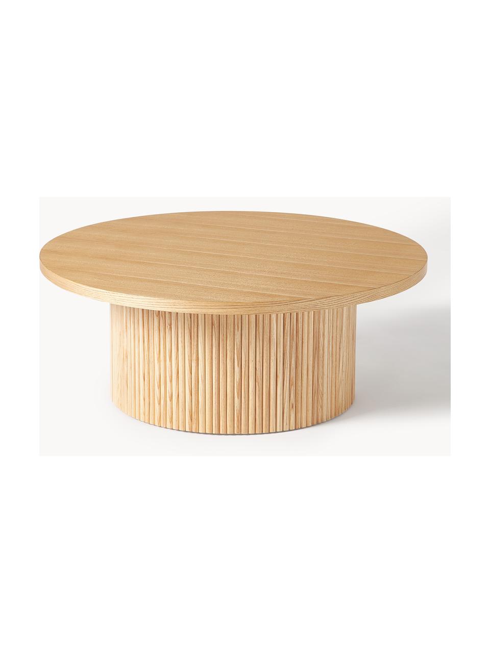Tavolino rotondo da salotto in legno Nele, Pannello di fibra a media densità (MDF) con finitura in legno di frassino, Legno, Ø 85 cm