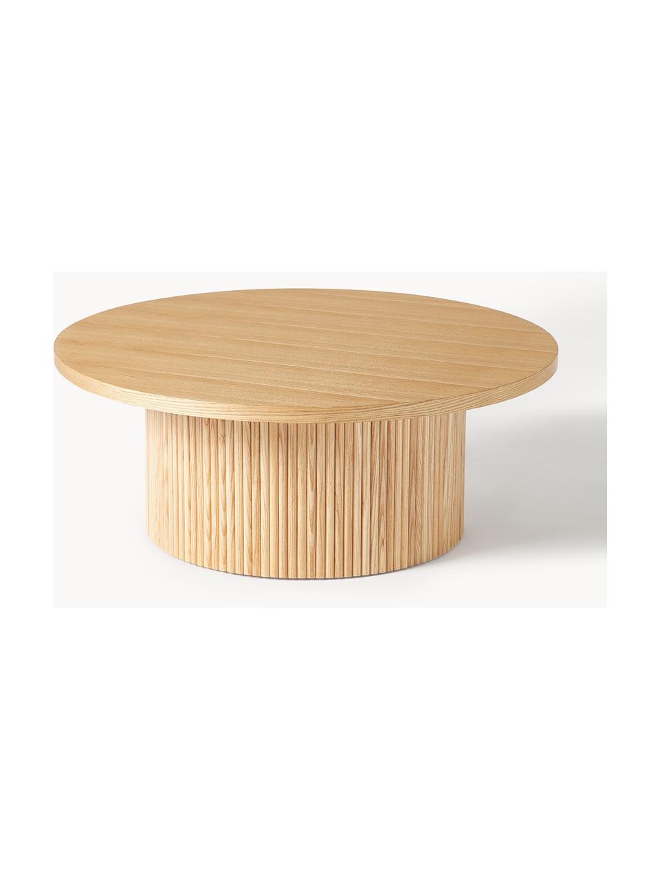 Ronde houten salontafel Nele, Tafelblad: MDF met essenhoutfineer, Voet: massief essenhout, FSC-ge, Hout, ∅ 85 x H 33 cm