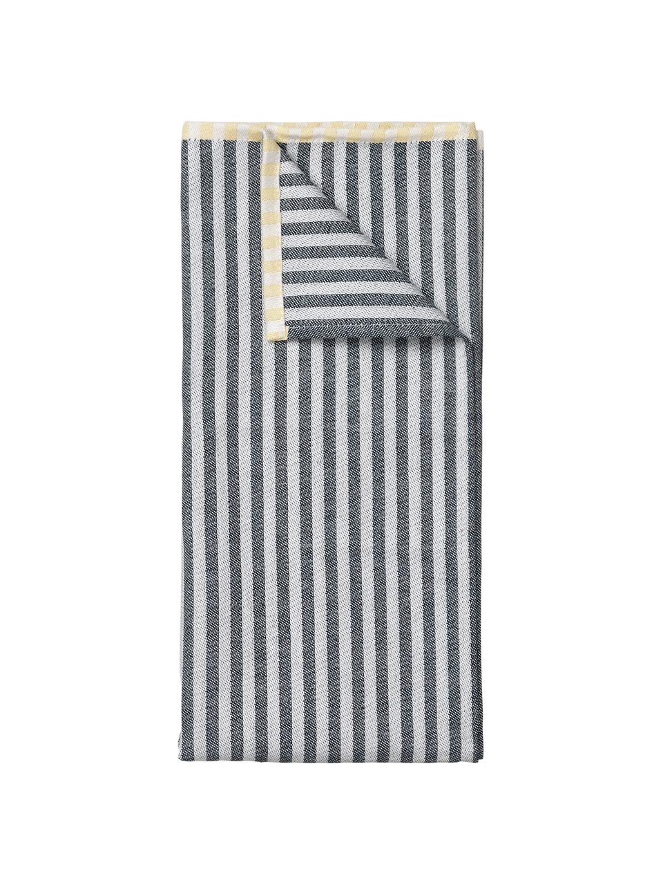 Ręcznik kuchenny z bawełny Lamel, 2 szt., 100% bawełna, Ciemny zielony, biały, żółty, S 50 x D 70 cm
