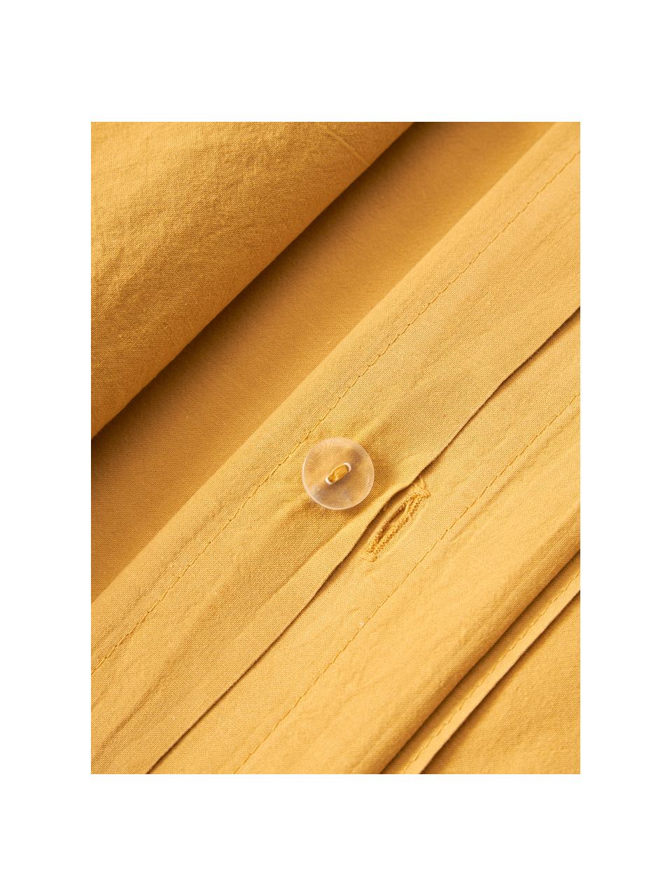 Taie d'oreiller en coton délavé Darlyn, Jaune moutarde, larg. 50 x long. 70 cm