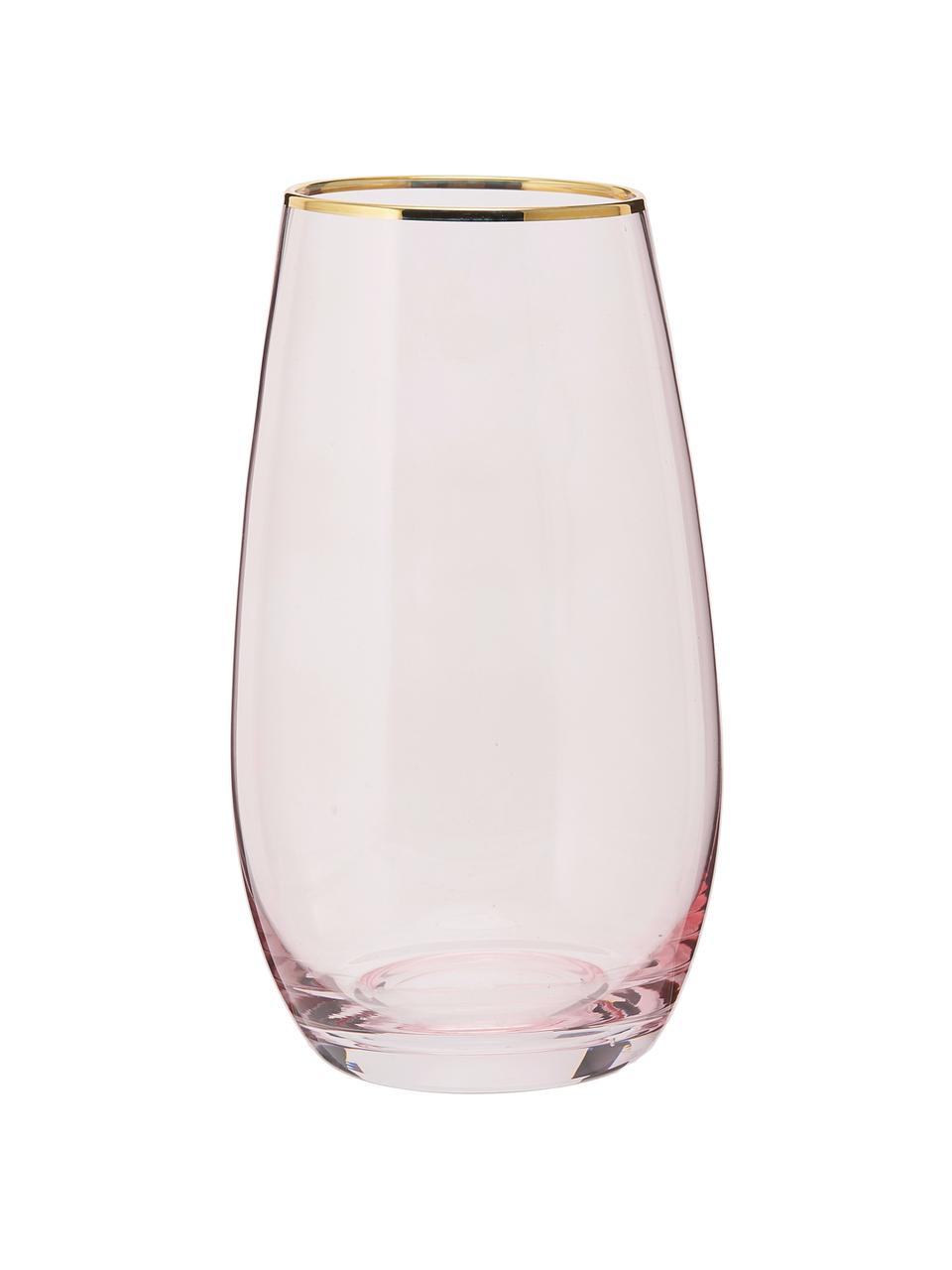 Grand verre à eau avec bordure dorée Chloe, 4 pièces, Pêche