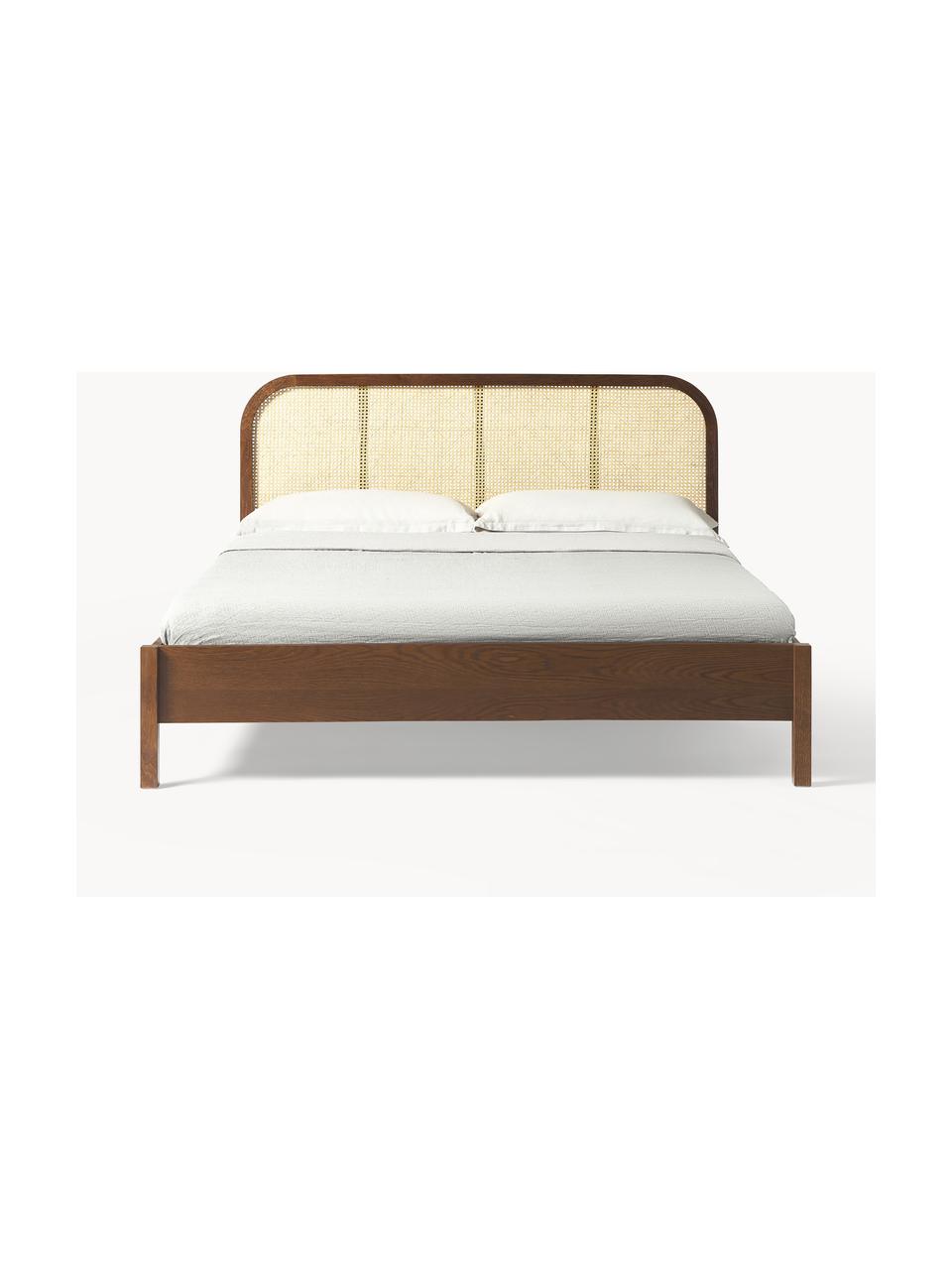 Drevená posteľ s čelom z viedenského výpletu Jones, Dubové drevo, Š 140 x D 200 cm