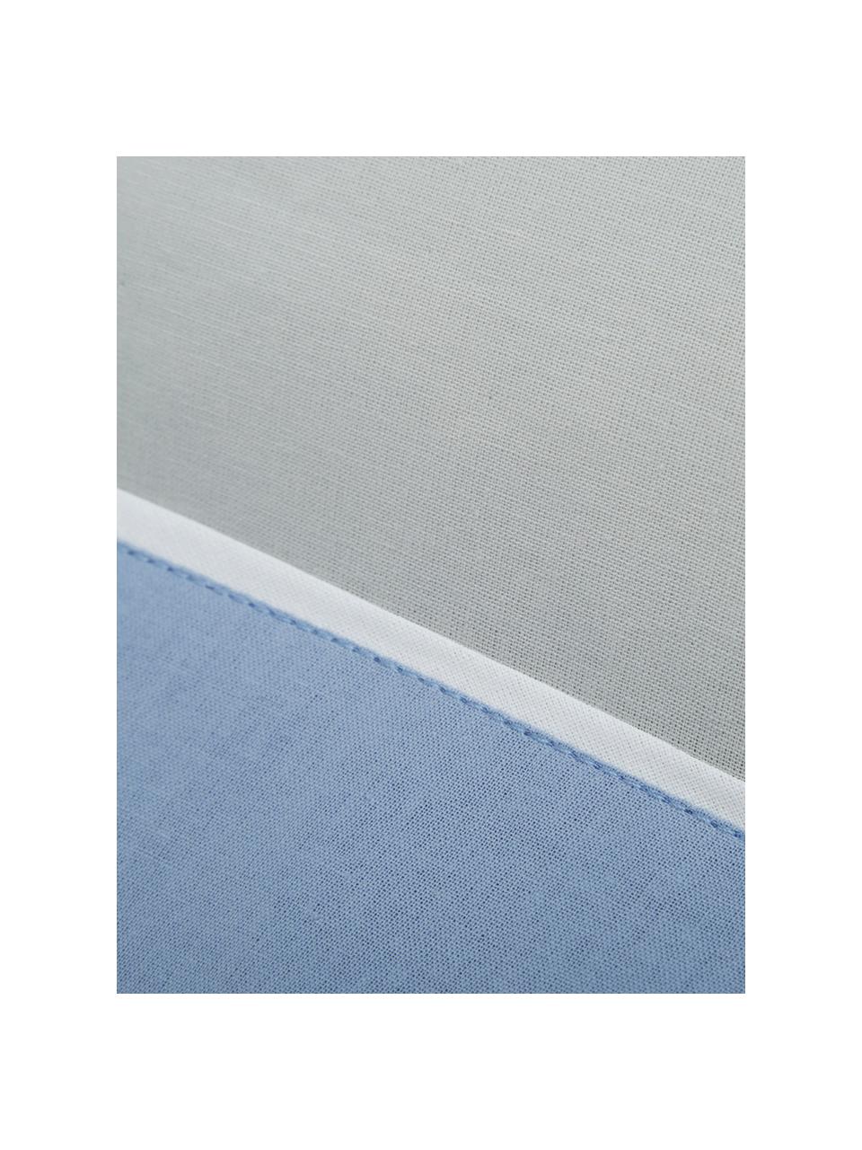 Set lenzuola in cotone Tinta Unita, Grigio, bianco, blu, 150 x 290 cm + 1 federa + 1 lenzuolo