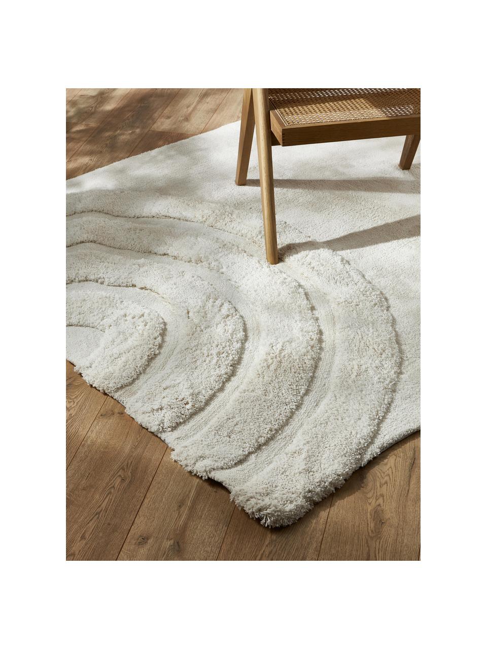 Tapis moelleux à poils longs texturé Rubbie, Blanc crème, larg. 120 x long. 180 cm (taille S)