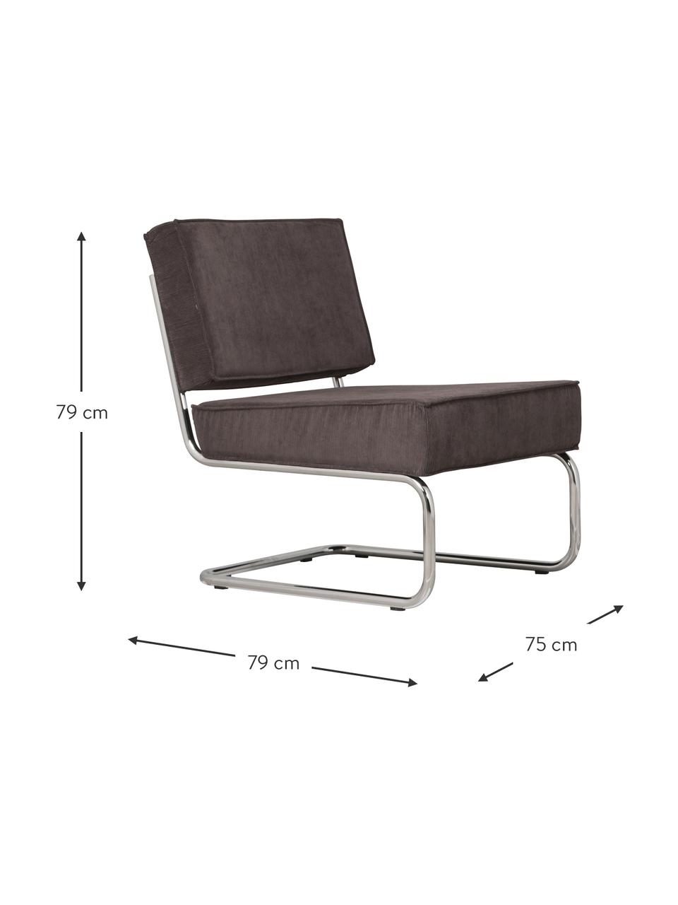 Loungefauteuil Rib, Frame: metaal, Geweven stof donkerbruin, B 75 x H 79 cm