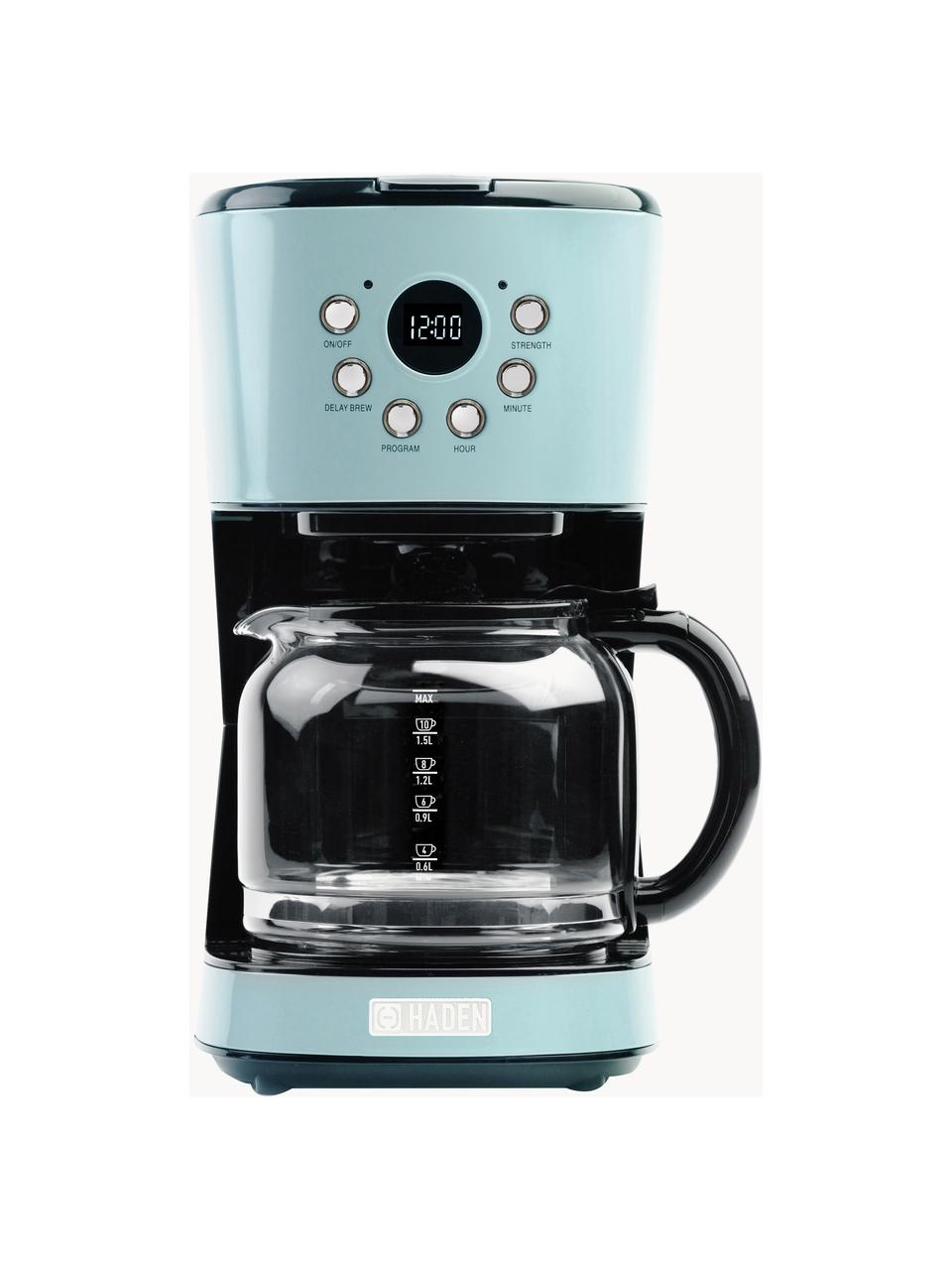 Koffiemachine Drip, Pot: glas, Turquoise, mat, zilverkleurig, B 28 x H 36 cm