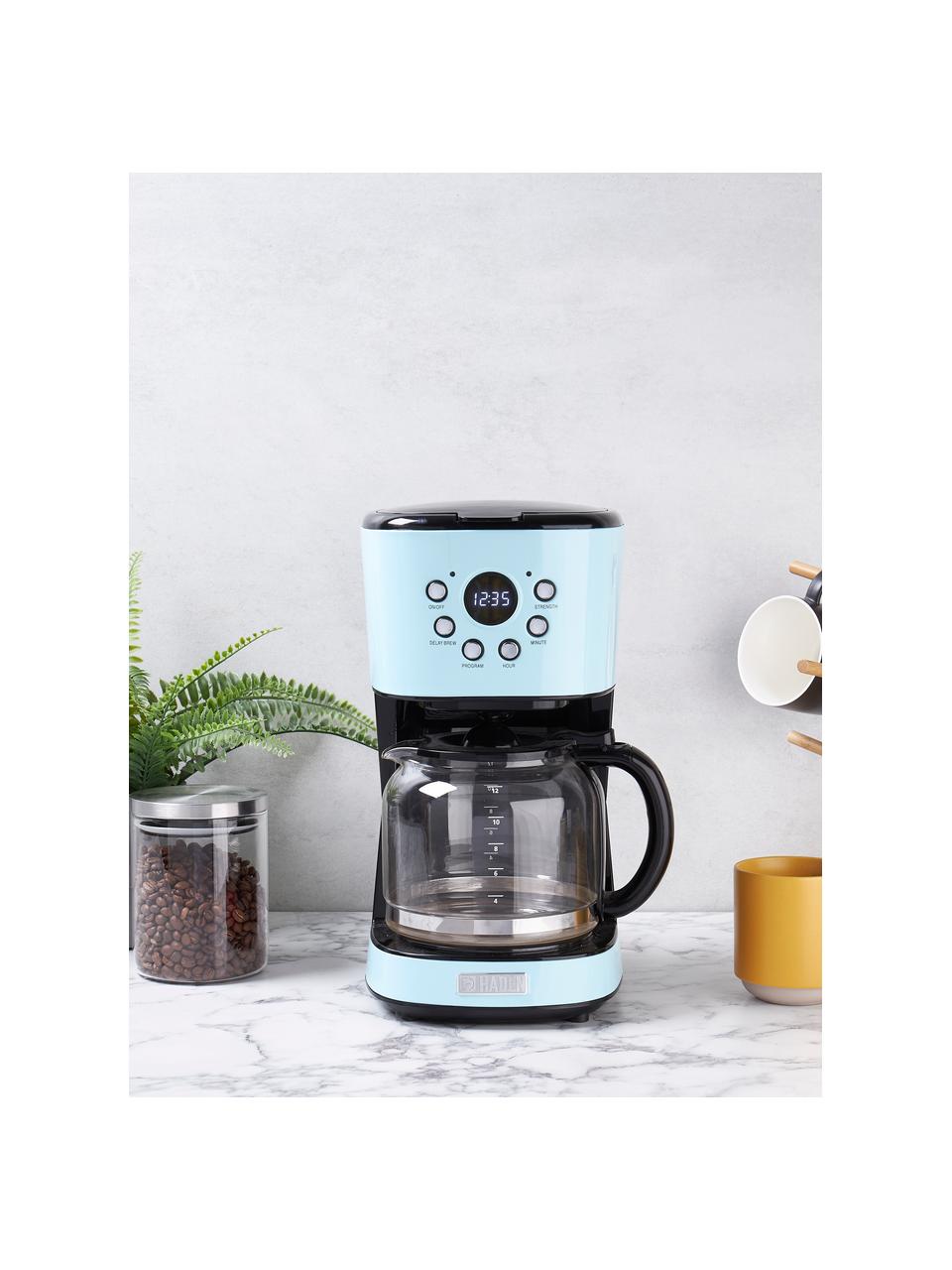 Koffiemachine Drip, Pot: glas, Turquoise, mat, zilverkleurig, B 28 x H 36 cm