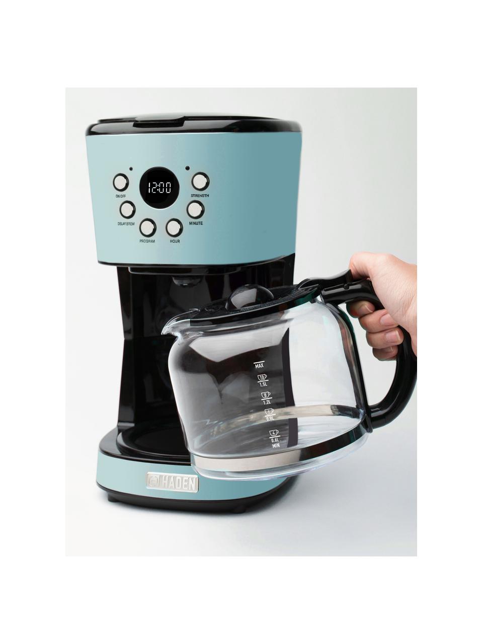 Koffiemachine Drip, Pot: glas, Turquoise, mat, zilverkleurig, B 28 x H 36 cm