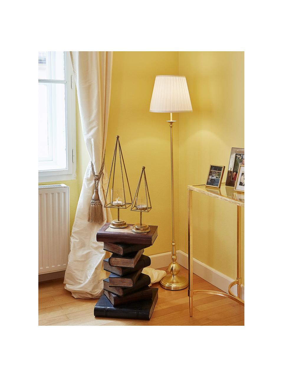 Lámpara de pie Imperia, Pantalla: poliéster, Cable: plástico, Blanco, latón, Ø 30 x Al 149 cm