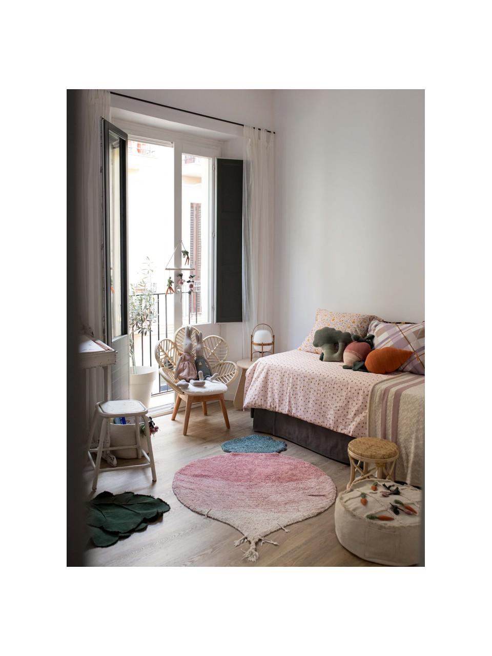Handgeweven kindervloerkleed Ramona de Radijs, Bovenzijde: 97% katoen, 3% kunstvezel, Onderzijde: 100% katoen, Rozetinten, donkergroen, Off White, B 100 x L 150 cm (maat XS)