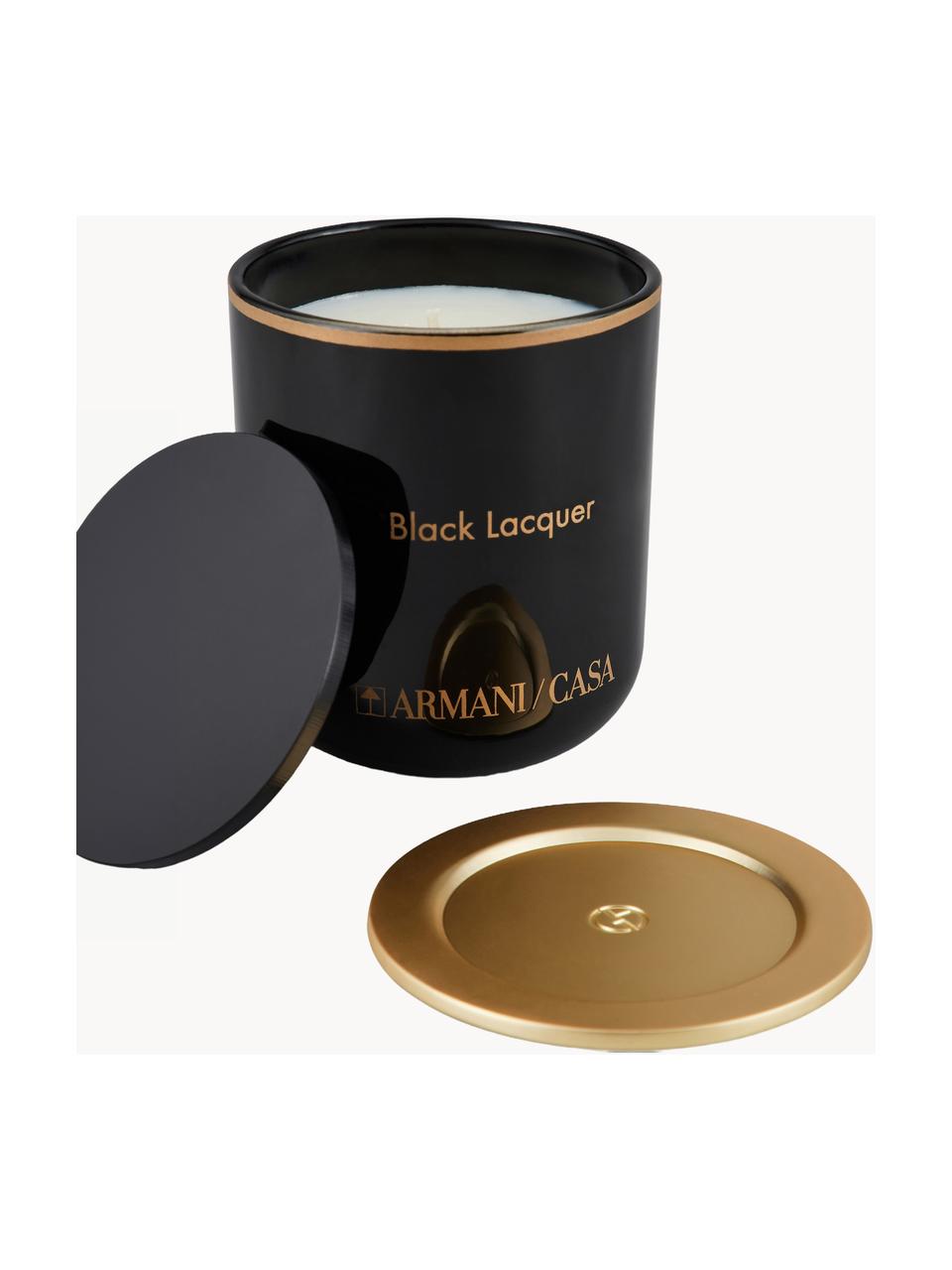 Candela profumata Pegaso Black Lacquer (ambra), Contenitore: vetro, Coperchio: resina, Ambra, Ø 6 x Alt. 7 cm
