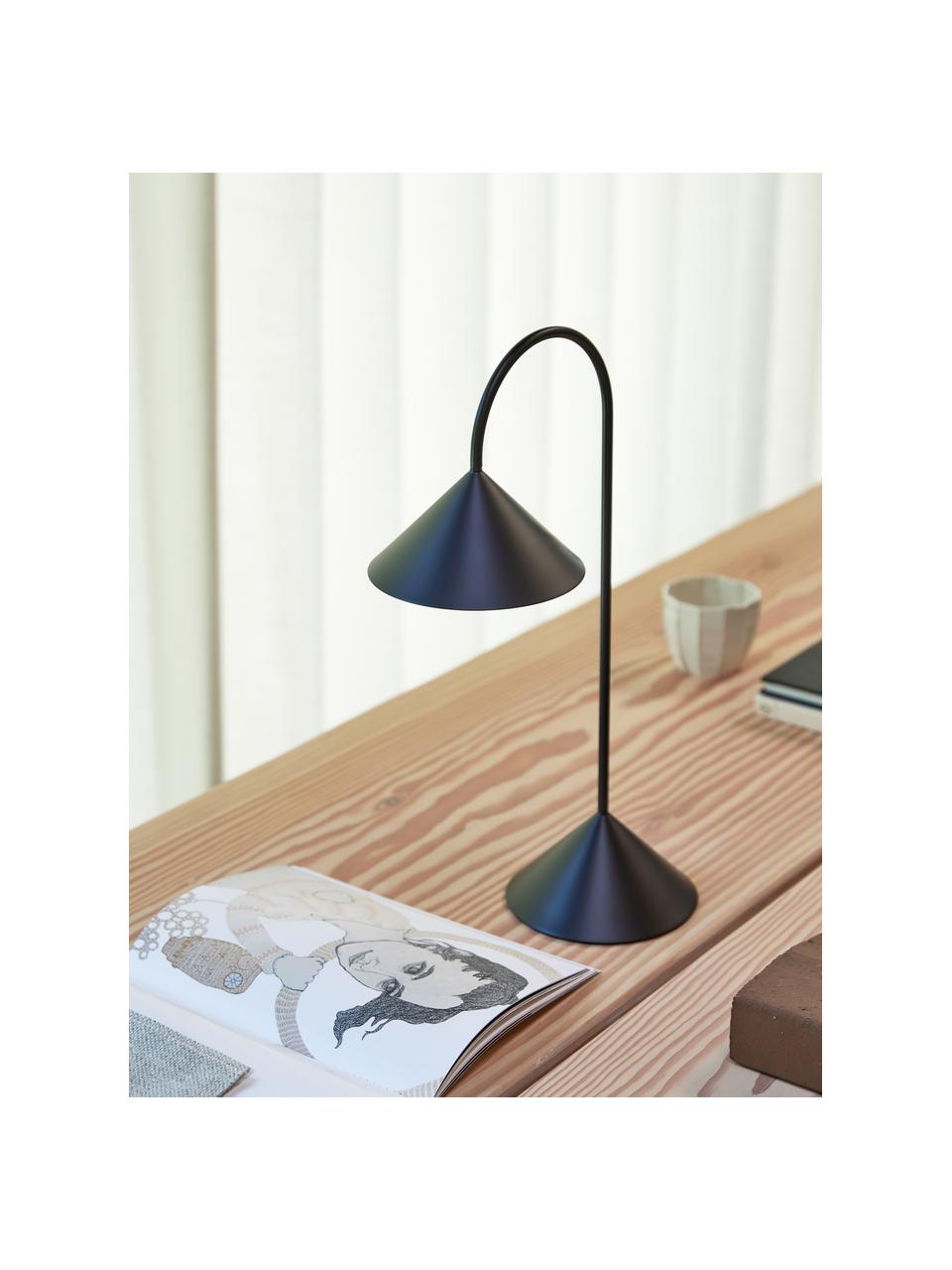 Prenosná exteriérová stolová LED lampa Grasp, Matná čierna, Š 30 x V 47 cm