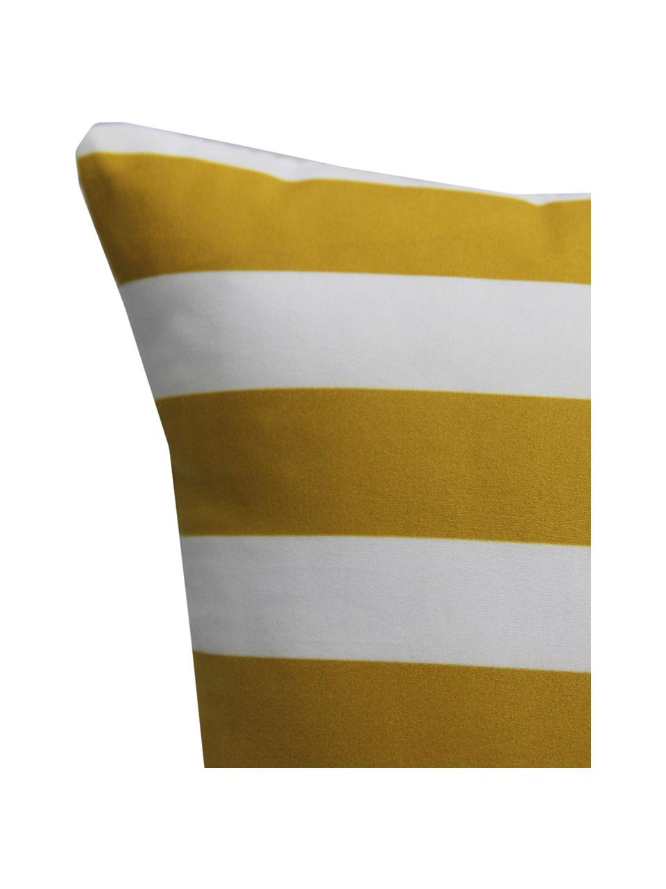 Housse de coussin à jeu de rayures Ela, Blanc, jaune