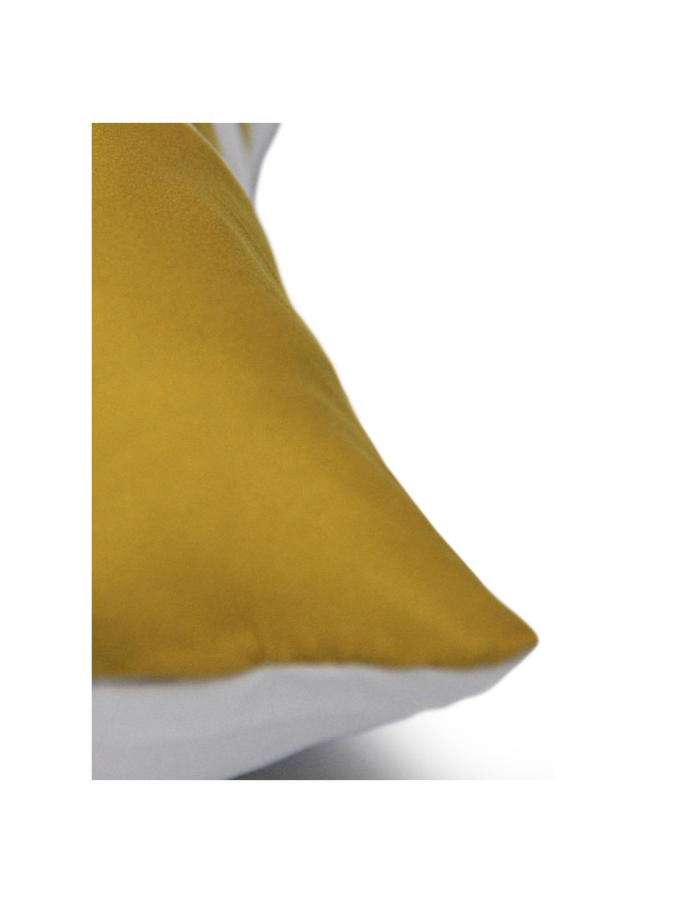 Housse de coussin à jeu de rayures Ela, Blanc, jaune