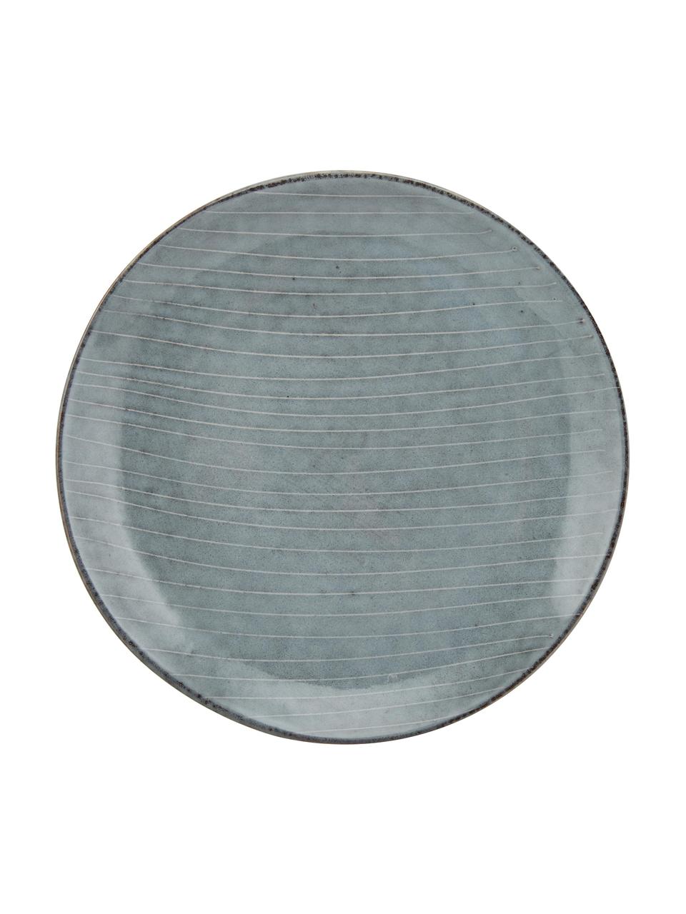 Ręcznie wykonany talerz śniadaniowy Nordic Sea, 4 szt., Kamionka, Odcienie szarego, odcienie niebieskiego, Ø 20 x W 3 cm