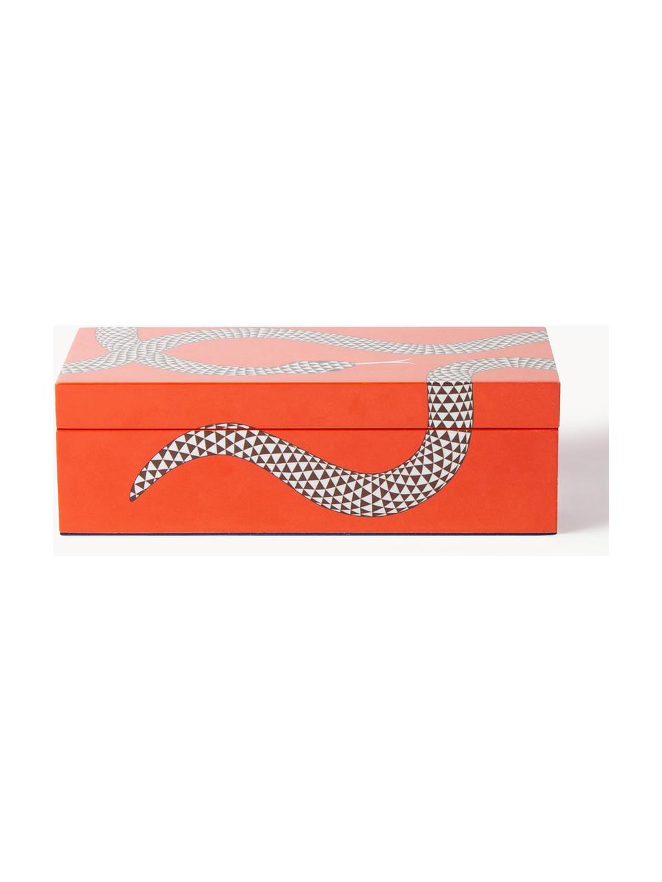 Handgefertigte Aufbewahrungsbox Eden, Holz, lackiert, Orange, Weiß, B 20 x T 10 cm