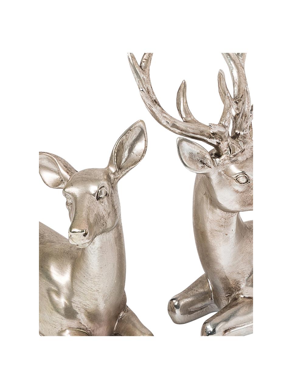 Figuras decorativas Silver Forrest, 2 uds., Resina, Plateado, efecto envejecido, An 15 x Al 15 cm