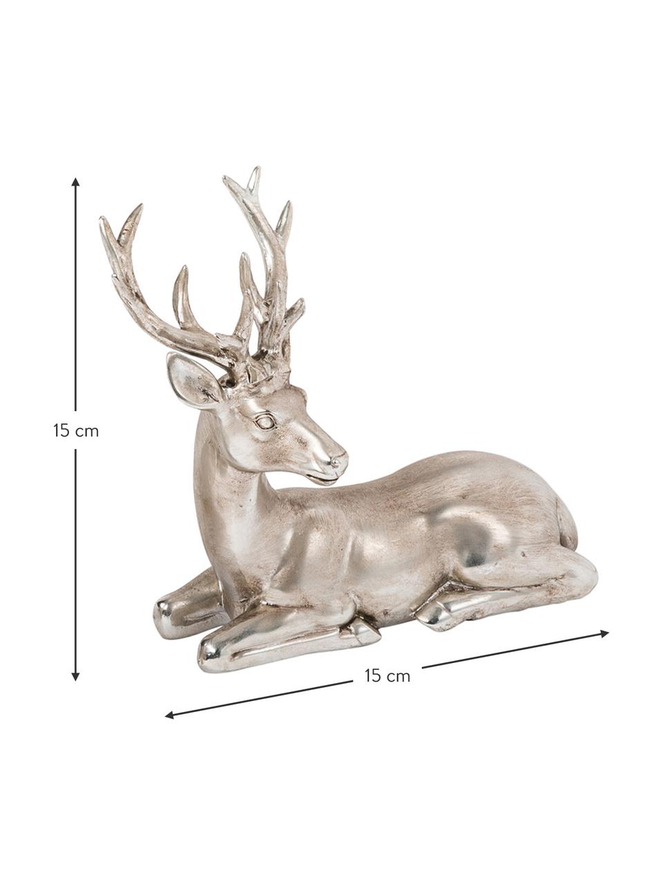 Figurine décorative cerf Silver Forrest, 15 cm, 2 élém., Argenté, finition antiquaire