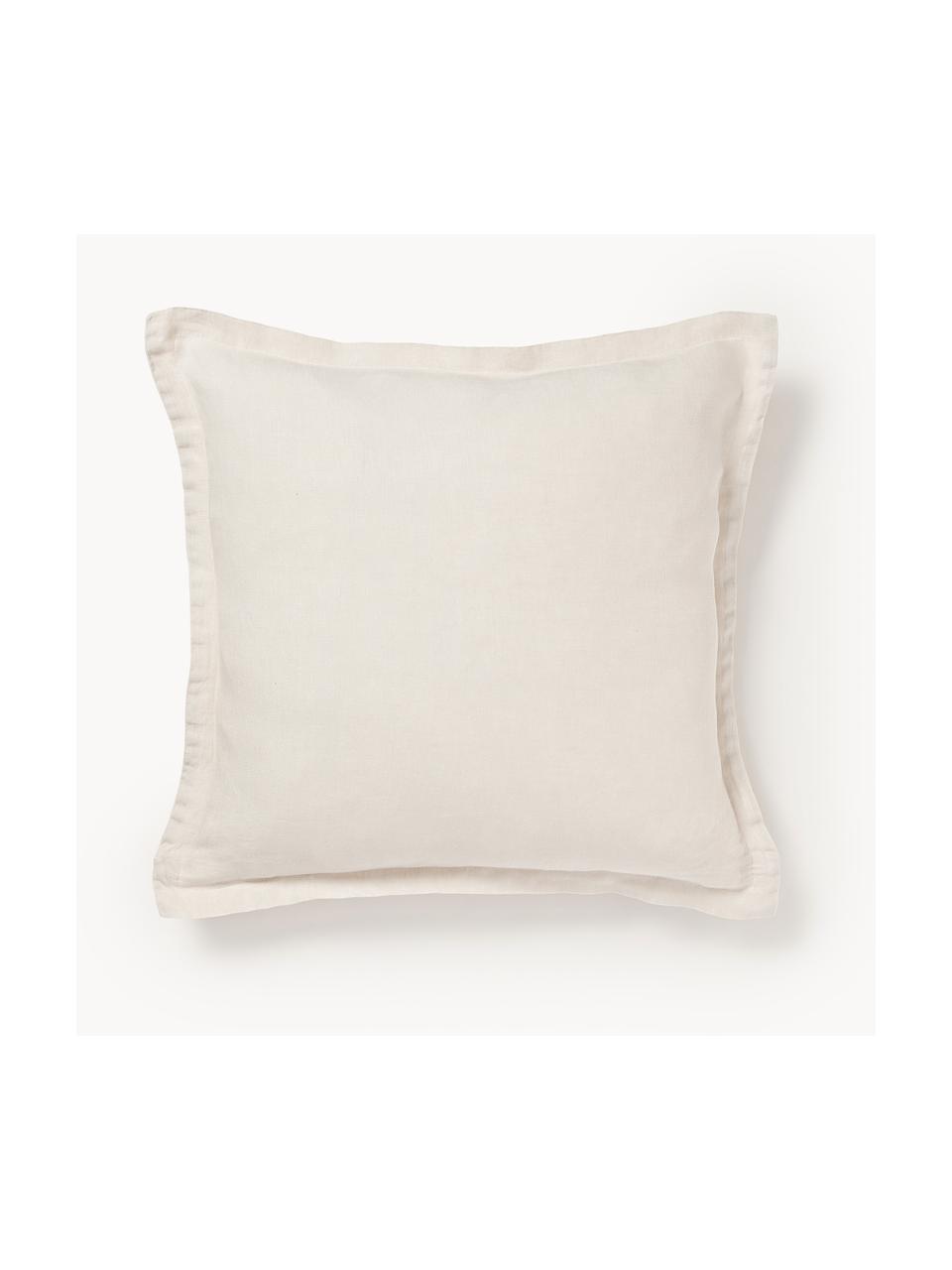 Housse de coussin en lin avec ourlet Jaylin, 100 % pur lin

Le lin est naturellement doté d'un toucher plutôt rugueux et d'un aspect froissé. Sa robustesse le rend résistant à l'abrasion et à l'usure

Le matériau est certifié STANDARD 100 OEKO-TEX®, 6760CIT, CITEVE, Beige clair, larg. 45 x long. 45 cm