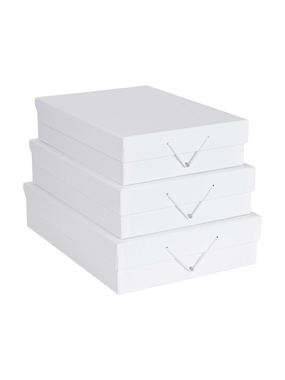Set de cajas Bessie, 3 uds., Blanco, Set de diferentes tamaños