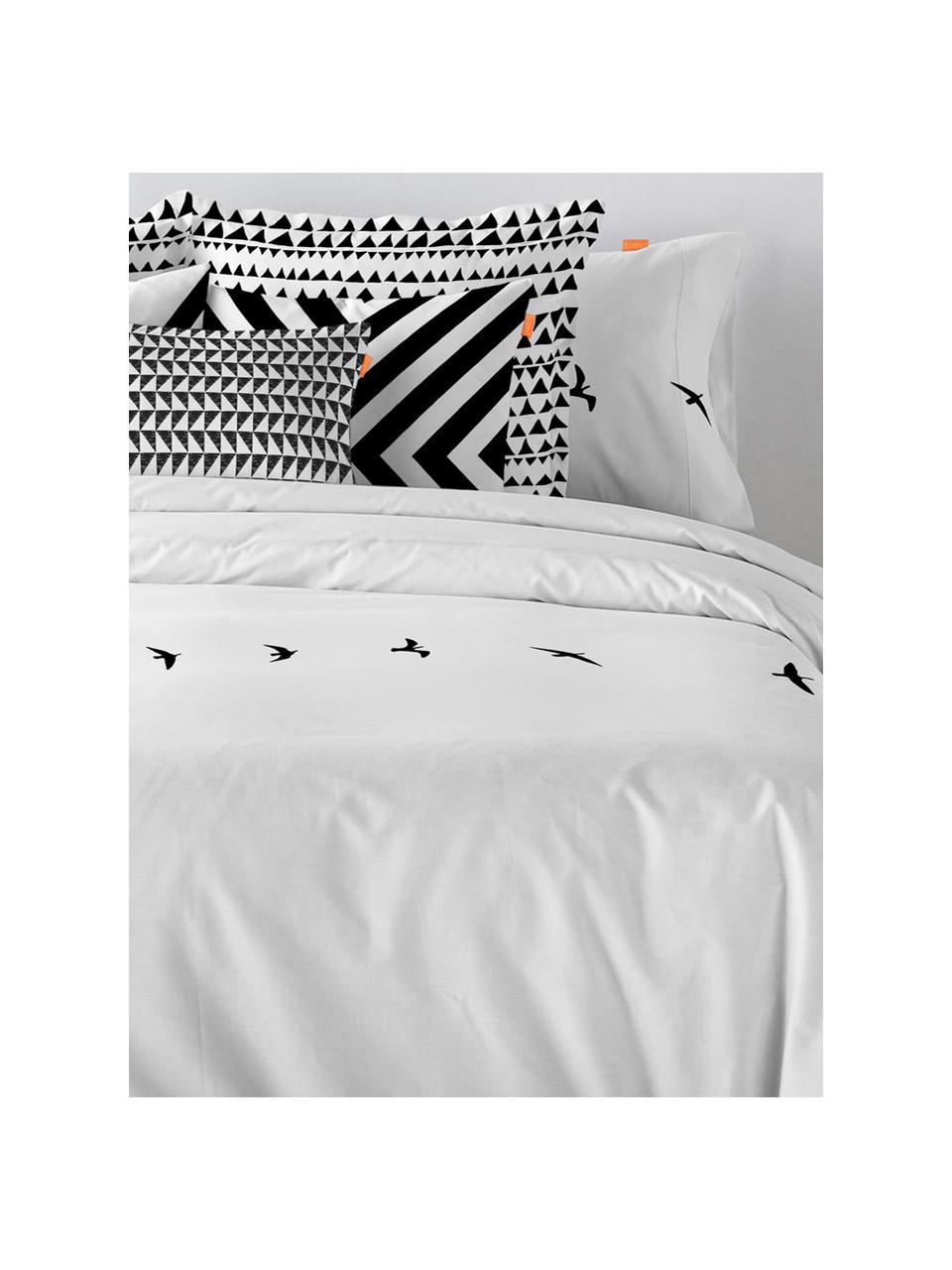 Housse de couette en coton Trip, Blanc, noir, larg. 240 x long. 220 cm