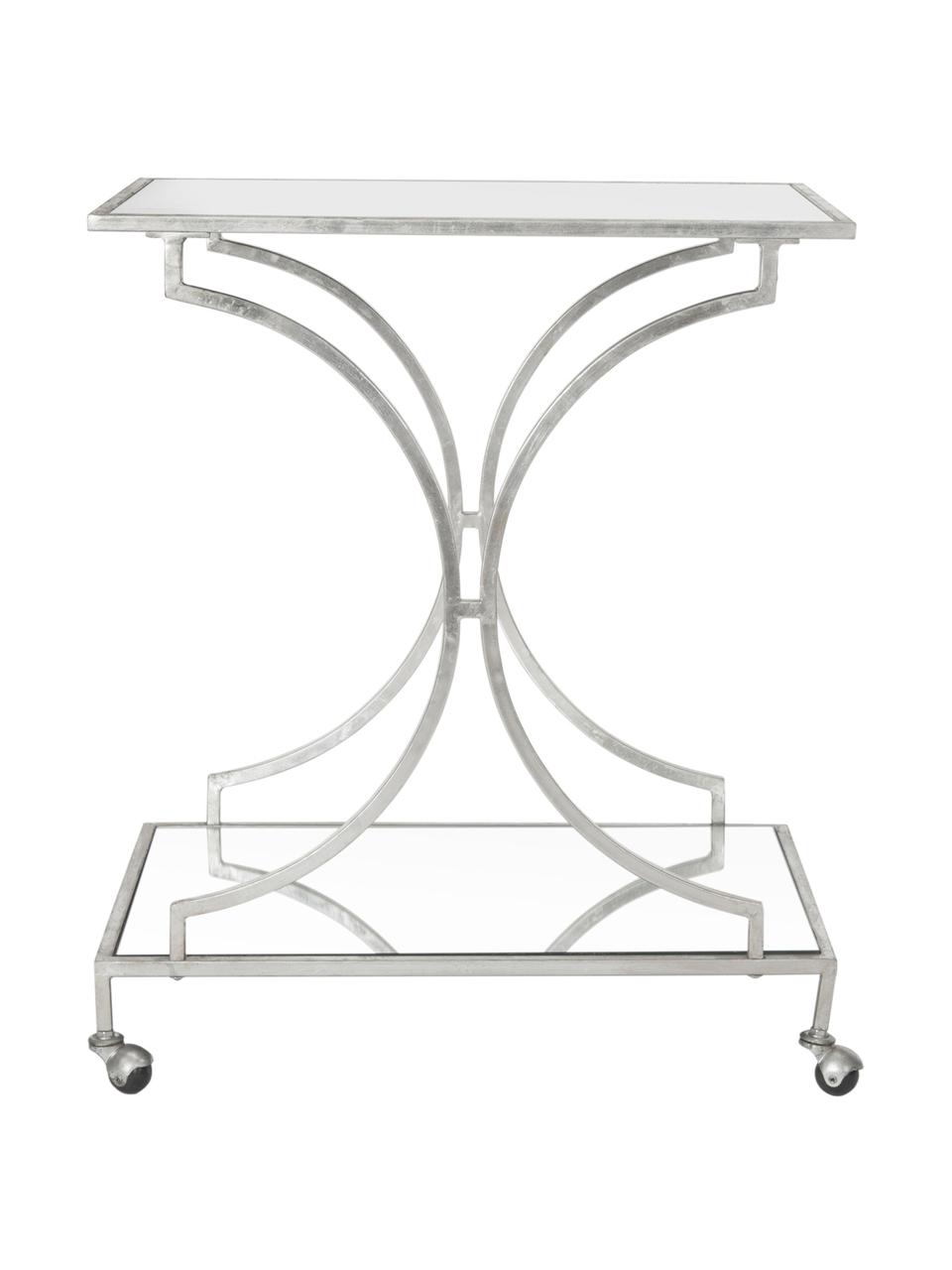 Metalen barcart Caleb, Frame: ijzer, Zilverkleurig, 66 x 79 cm