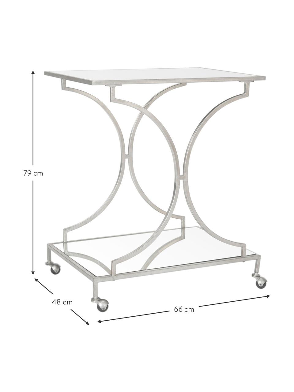 Camarera Caleb, Estructura: hierro, Bandejas: espejo de cristal, Plateado, An 66 x Al 79 cm